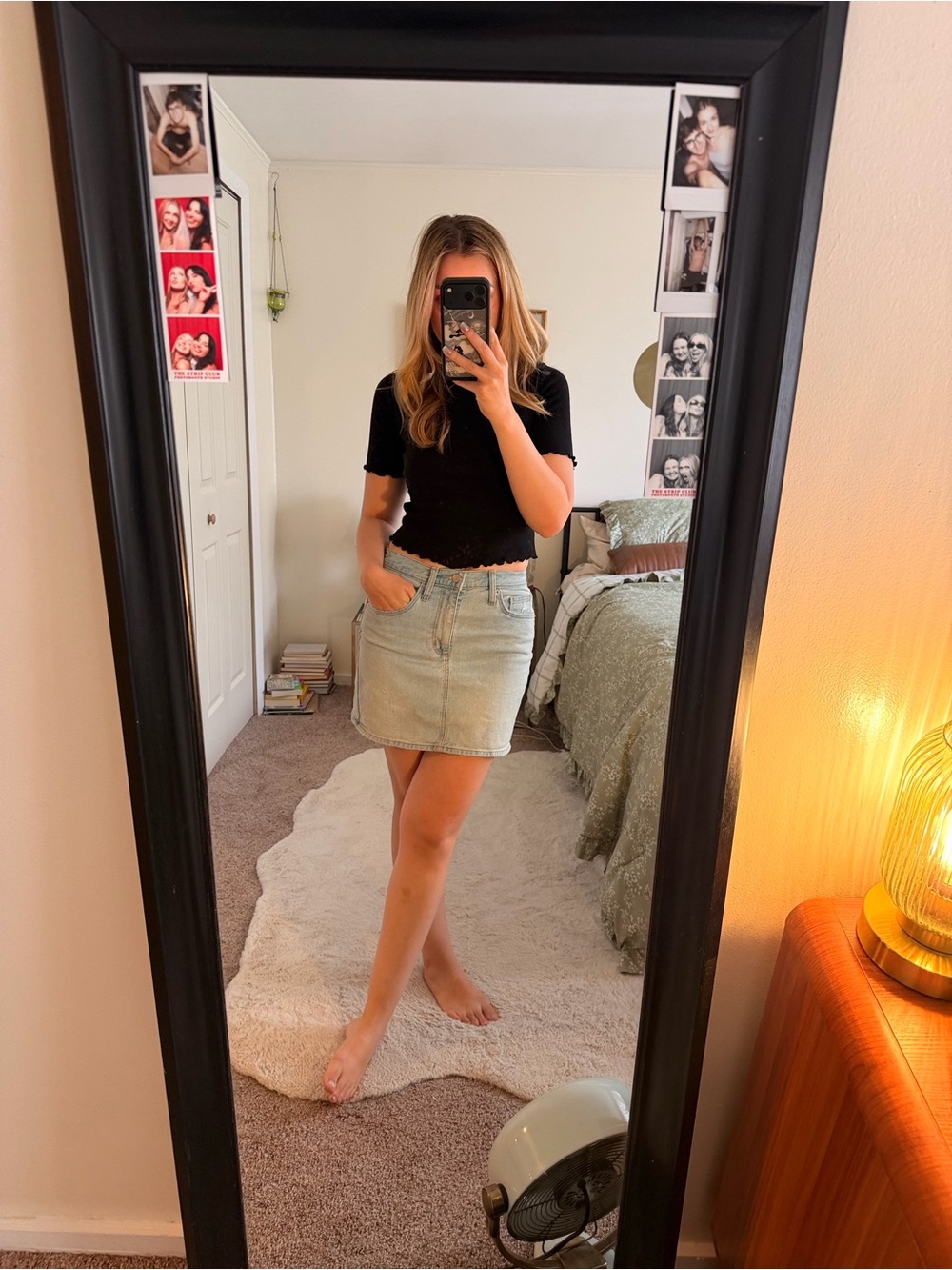 Universal Thread Light Wash Denim Mini Skirt - Pale Blue